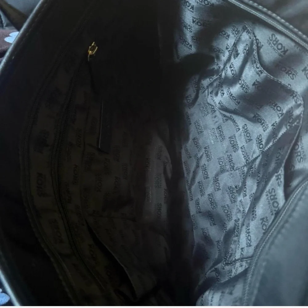 SOLD! Michael Kors Black Nylon Tote Bag MK Charm Large Shoulder Work Bag - Picture 5 of 5